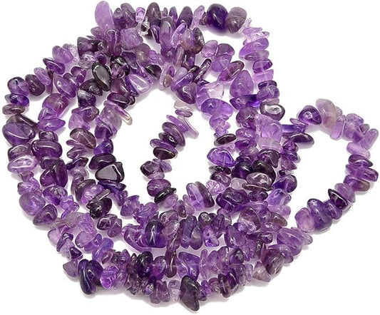 Gemstone Chips Natural Amethyst 3-5mm Healing Crystals Waist Bracelets Necklace Kit Irregular Stone DIY Crafts Design Jewelry Making Approxi 32 inch