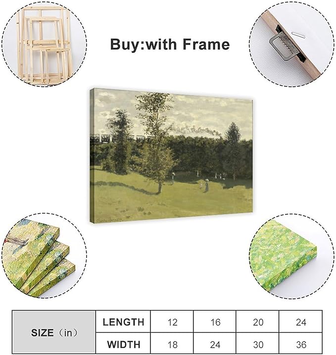 CFIOZYOS 40+ Monet Famous Print Posters Train Dans La Campagne by Claude Monet Impressionism Poster for Teen Boys Room Wall Art Canvas Painting Print Frame 12×18inch(30×45cm)