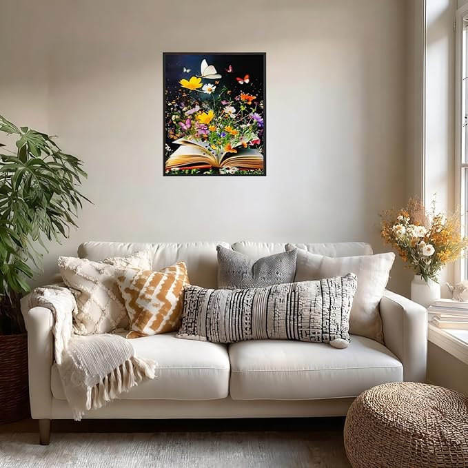 CSZPPQAF Flowers Paint by Numbers Kit for Adults Beginner, Book Paint by Number Kits on Canvas, DIY Easy Acrylic Watercolor Oil Painting by Numbers for Home Wall Decor 16X20inch
