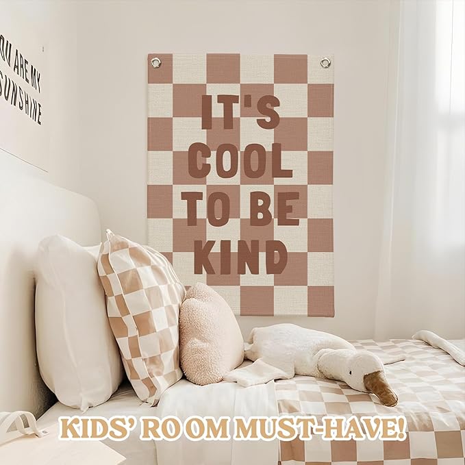 Kids Room Decor,It's Cool to Be Kind Banner for Classroom,Baby Nursery Decor Wall Hanging Flag for Bedroom Playroom Classroom Kids Rroom 18x25 Inch(Pink)