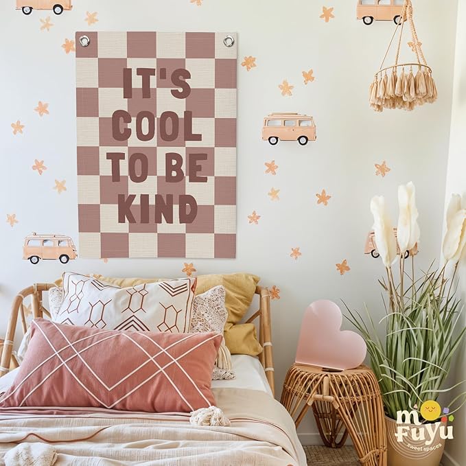 Kids Room Decor,It's Cool to Be Kind Banner for Classroom,Baby Nursery Decor Wall Hanging Flag for Bedroom Playroom Classroom Kids Rroom 18x25 Inch(Pink)
