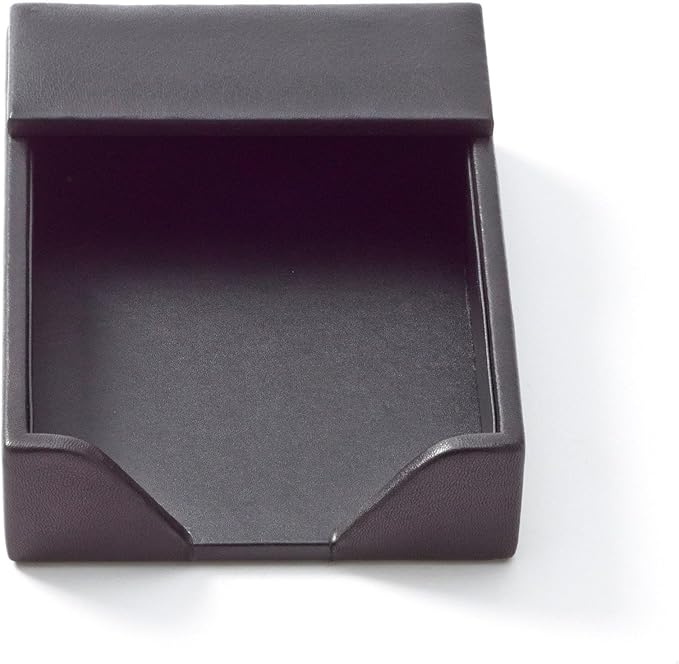 Leatherology Black Onyx Classic Memo Pad Holder – Leather Desk Note Holder with 210 Sheets Included, Compact Open-End Design & Microsuede Base for Home or Office Use