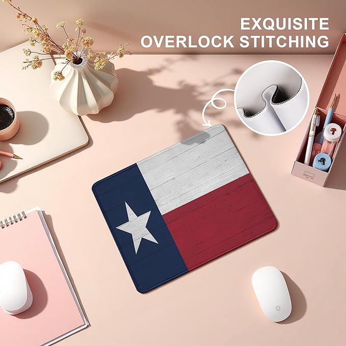 Texas Flag Mouse Pad, Lone Star State Flag Mouse Pads Mousepad for Desk Home Office Dorm Computers Laptop, Western Gift Office Supplies Desk Accessories, 9.5x7.9 Inch