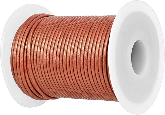 GENIQUE Real/Genuine Round Leather String Cord for Necklace, Bracelets, Jewellery, Braiding (1.5mm, Copper)