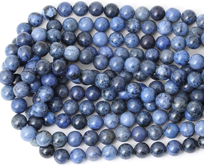 35PCS 10mm Natural Dumortierite Gemstone Round Loose Stone Beads for Jewelry Making Crafts Design 1 Strand 15"