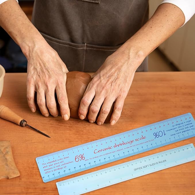 2 Pcs Ceramic Shrinkage Scale Ruler, Ceramic Measuring Ruler Clay Sculpture Ceramics Measuring Rulers Pottery Tool Rulers Flexible Straight for Carving Shaping Clay Sculpture Modeling
