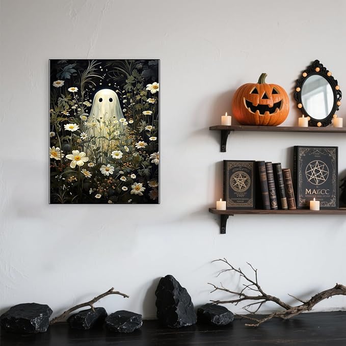 Eterkosu Ghost Diamond Art Painting Kits for Adults,5D DIY Halloween Diamond Art Paint with Diamonds for Home Decor,Horror Full Drill Diamond Dots Painting for Adults Beginners Gem Art Pictures