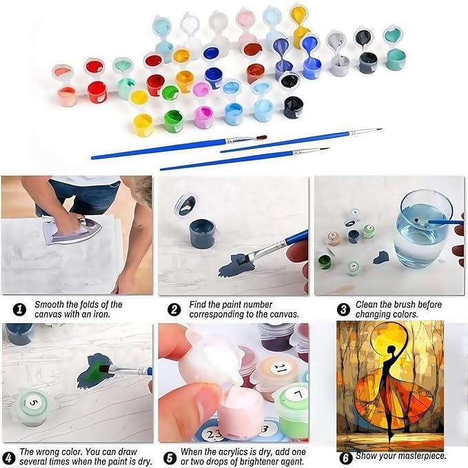 BYGFHLYW Abstract Paint by Numbers Kit for Adults, Dawn Dance Adult Paint by Number Kits On Canvas, DIY Acrylic Oil Number Painting Kits for Beginners, Color by Numbers for Home Wall Decor 12x16Inch