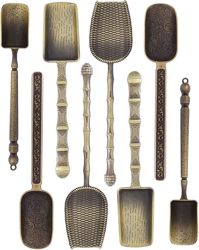 Coffee Scoop Alloy Retro Tea Scoop For Loose Tea Vintage Measuring Spoons Home Decor,set of 8
