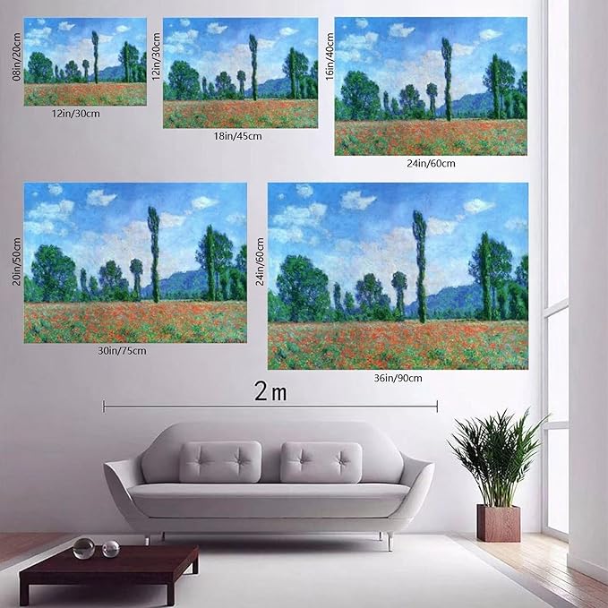 40+ Monet Famous Print Posters Poppy Field in Giverny by Claude Monet Impressionism Canvas Art Poster And Wall Art Picture Print Modern Family Bedroom Decor Posters Unframe 16×24inch(40×60cm)