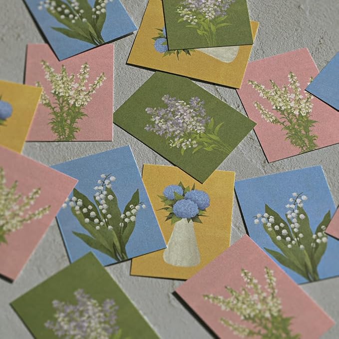 Monolike Day by Day Card, 106 Olivia's Flowers Series.1 - Mix 48 Mini Single cards, 24 envelopes Package