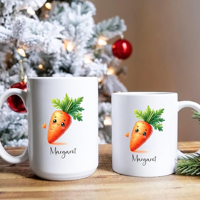 Custom Carrot Cups For Kids, Personalized Carrot Coffee Mug Cup Gift With Carrot Vegetable Lover Name, Carrot Travel Mugs, Novelty Carrot Ceramic Mug For Friends Coworkers, Teacup 11oz 15oz