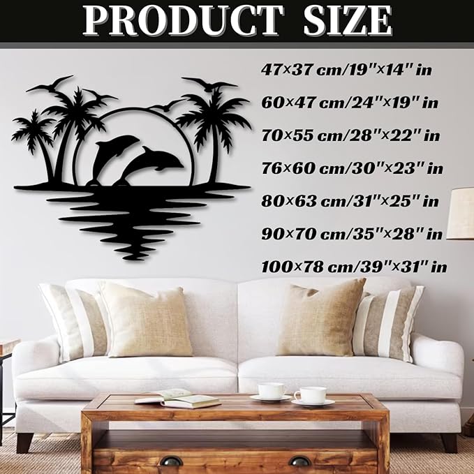 Palm Tree Metal Wall Decor,Palm Tree Outdoor Wall Art,Tropical Palm Tree Wall Decorations for Living Room,Outdoor Wall Decorations for House (24"×19",Black)