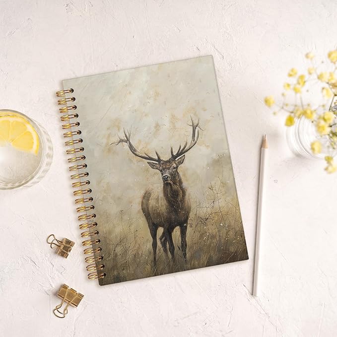 MOFUYU Vintage Journal Notebook,Cottagecore Notebook Journal for Work Office School Student Teacher,Hardcover Spiral Notebook,Journal for Women 5.5x8.3 Inch