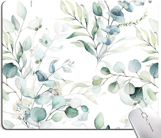 Hokafenle Mouse Pad, Green Leaves Mouse Pad with Design, Premium-Textured Mousepad Square Waterproof Mouse Mat Non-Slip Rubber Base Mouse Pads for Office Laptop, Plant