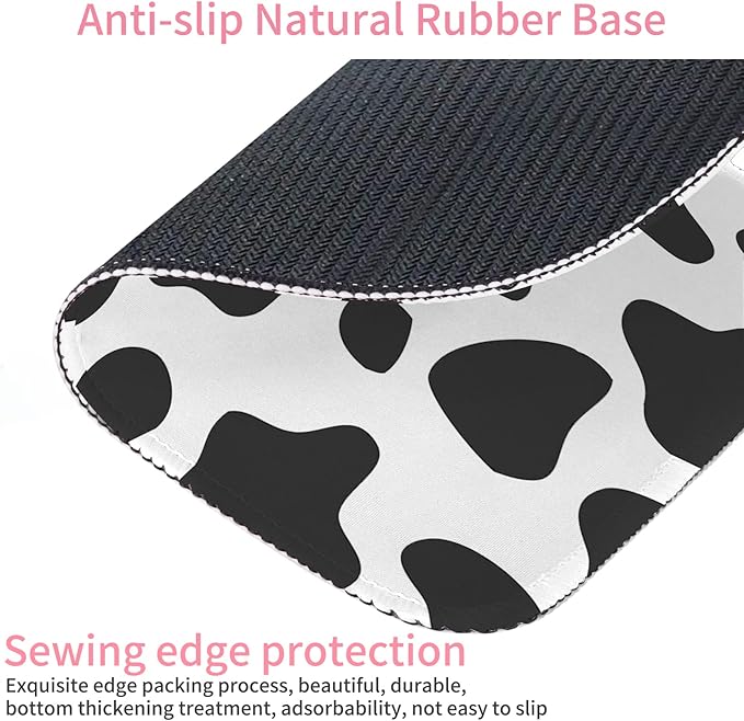 Seorsok Cow Pattern Mouse Pad,Mouse Mat Square Waterproof Mousepad Non-Slip Rubber Base Mouse Pads for Office Laptop,9.5"x7.8"x0.12" Inch Black&White