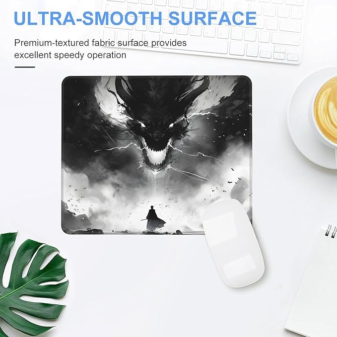 Mouse Pad, Anime Samurai Fighting The Devil Mouse Pads for Desk,Soft Computer Mouse Mat Square Waterproof Non-Slip Rubber Base Gaming MousePads for Women Men,Laptop,Office