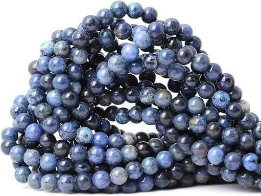 60PCS 6mm Natural Dumortierite Gemstone Round Loose Stone Beads for Jewelry Making Crafts Design 1 Strand 15"