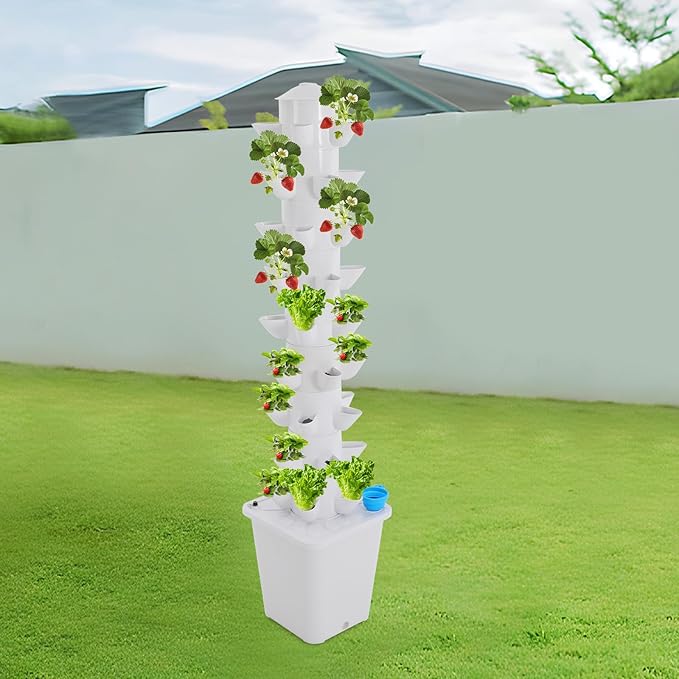 Hydroponic Growing System, 45 Pods Vertical 9 Tiers Hydroponic Tower, Home Hydronic Garden with Water Pump, Water Circulation Plants Germination Kit for Indoor Herbs Fruits & Vegetables
