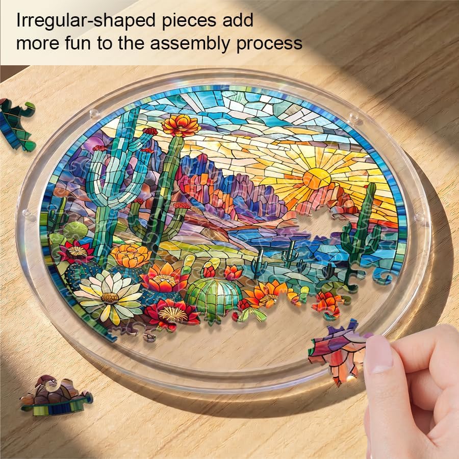Acrylic Jigsaw Puzzle Suncatcher - Desert Cactus - Image 2