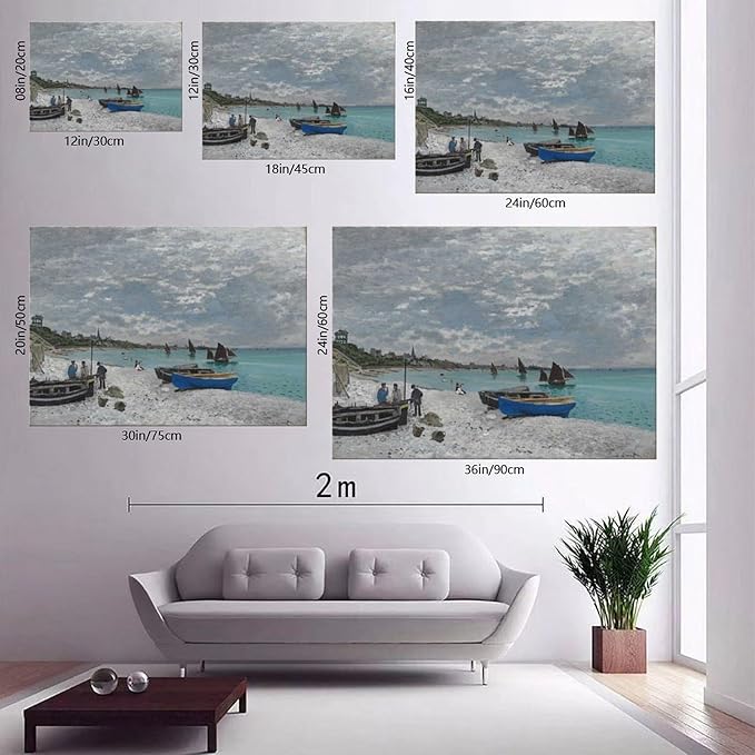 CFIOZYOS 40+ Monet Famous Print Posters The Beach at Sainte-Adresse by Claude Monet Impressionism Canvas Poster Bedroom Decor Print Sports Landscape Office Room Decor Gift Frame 12×18inch(30×45cm)