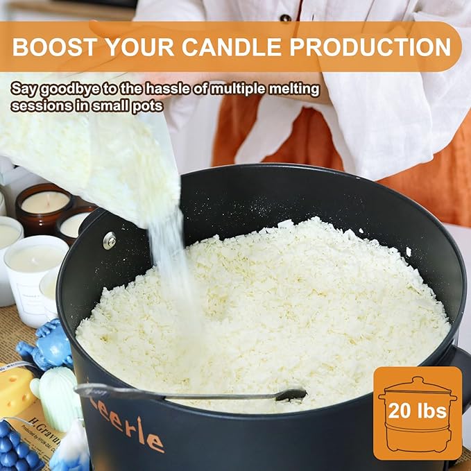 Leerie 20Lbs Commercial Wax Melter for Candle Making, L10 Extra Large Electric Wax Melting Pot Kit for Candle Making Business with Heating Core Brass Spout & Temp Control & Heat Resistant Handle