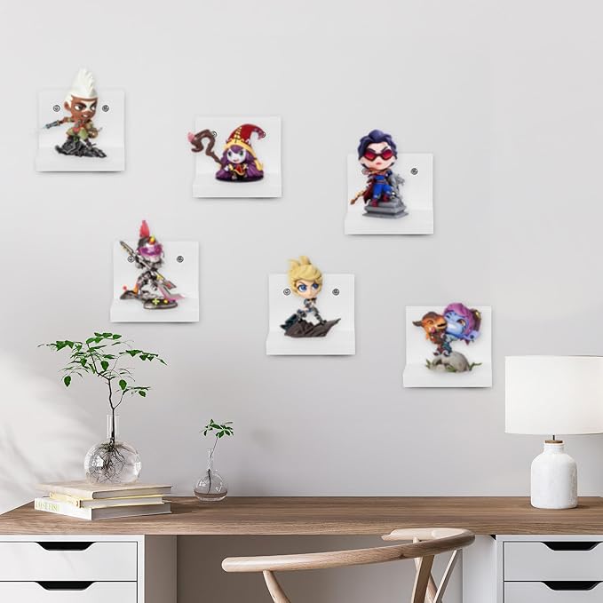 Small Floating Shelf for Wall Set of 6,Mini Shelves for Display Small Figurine,Plant,Collectibles,Wall Shelves for Bedroom Living Room Bathroom Kitchen Decor（White）