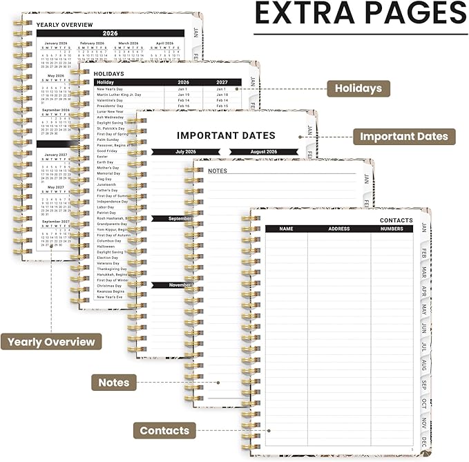 2026 Planner, Monthly and Weekly Calendar Planner for Women, Jan 2026 - Dec 2026, Hardcover Pretty 2026 Agenda Planner Book with Tabs, Spiral Bound, Perfect for School Office Home Supplies, 6.3" x 8.5" - Magical Forest
