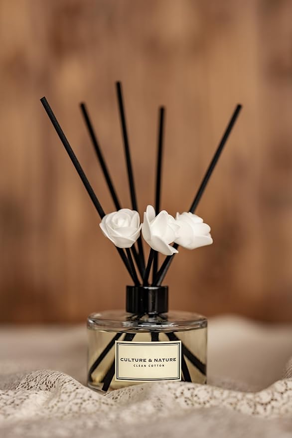 CULTURE & NATURE Reed Diffuser Set 6.7oz (200ml) French Perfume Scented Diffuser with Sticks Home Fragrance Reed Diffuser for Bathroom Shelf Decor