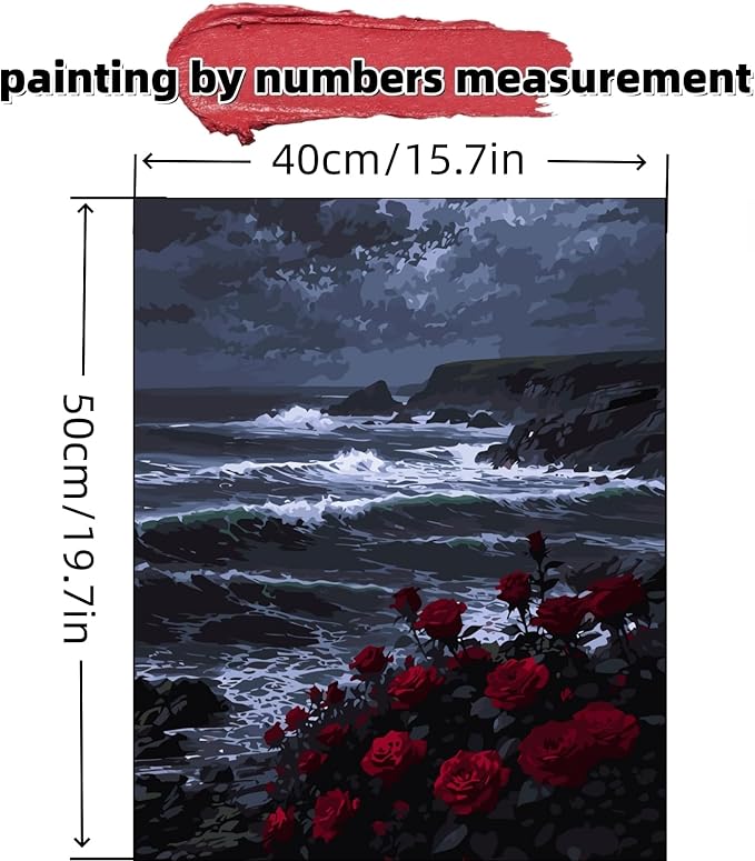 Paint by Numbers Kit for Adults Beginner,Wave Rose Easy Paint by Number Kits Canvas Without Framed,Tempestuous Waves DIY Acrylic Oil Painting Adults Paint by Numbers Kits for Home Decor 16x20 Inch