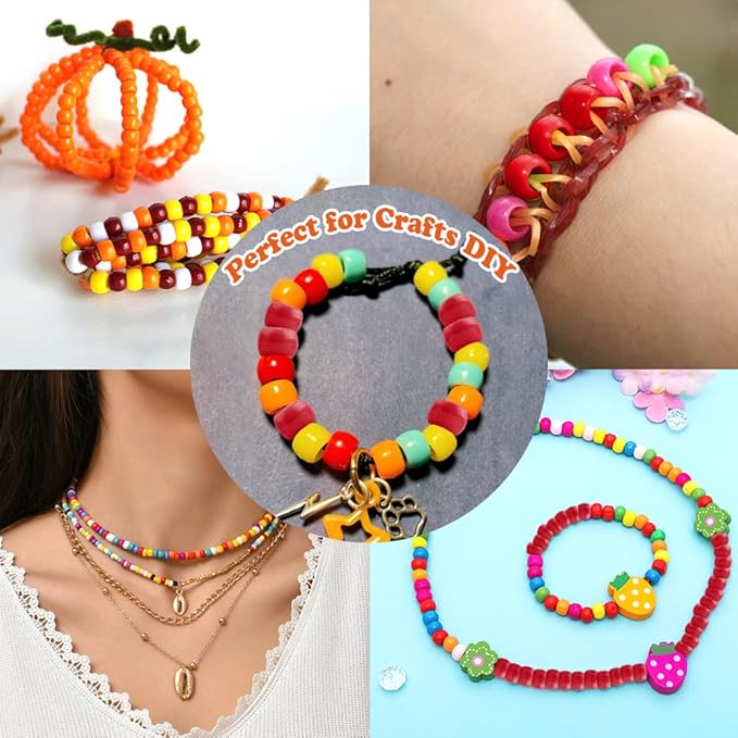 QPIXVB 1100PCS Red Pony Beads,Christmas Beads for Jewelry Making,Friendship Bracelet Bead Kit for Crafts,Bulk Pony Bead for Christmas DIY Crafts Gifts