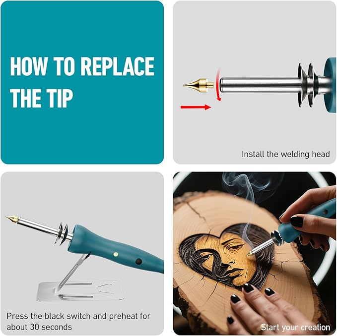 Wood Burning Pen Professional Wood Burning Tool, DIY Creative Tools Wood Burner Soldering Pen for Embossing/Carving/Soldering