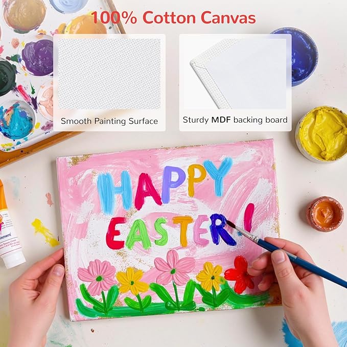 Small Canvas for Painting 72 Pack 5x7, 8x10 Inch, 36 of Each, Canvas Boards for Kids,100% Cotton Primed Non Toxic for Acrylic Watercolor Paint