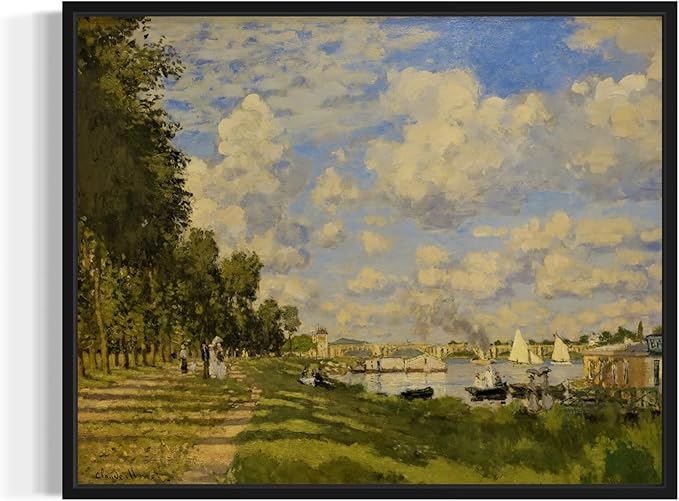 The Basin at Argenteuil Claude Monet Wall Art Print Poster, Impressionist Painting Wall Art Wall Decor, for Bedroom and Living room Bathroom Decor 115 (The Basin at Argenteuil, 11 x 14 inches, Black Frame)