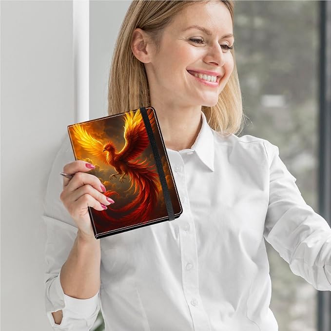 Photo Album 4x6-120 Photos Capacity,PU Leather Cover with Elastic Band,High Definition Waterproof PP Pages for Family Wedding Anniversary Baby Record,Phoenix Flame Bird