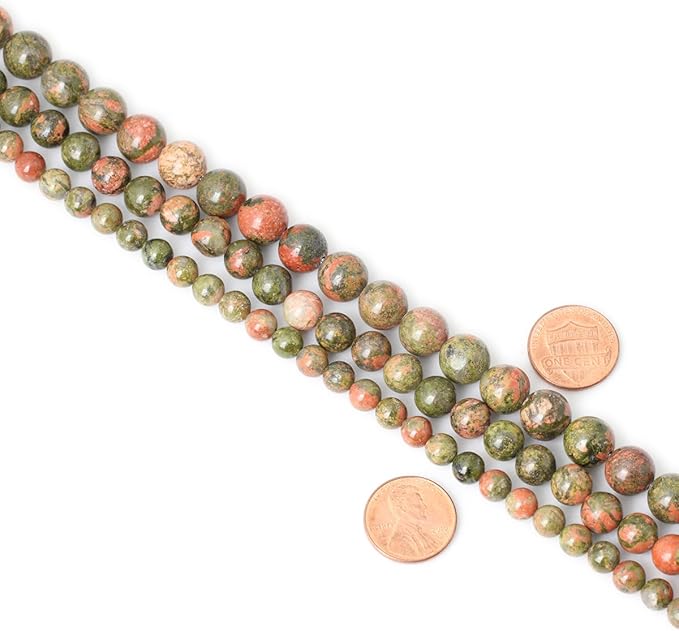 45PCS 8mm Natural Unakite Gemstone Round Loose Beads for Jewelry Making DIY Handmade 1 Strand 15"