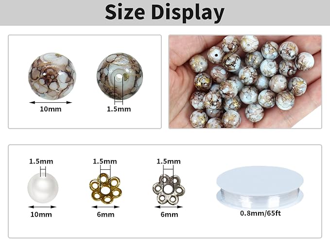 Pamir Tong 300PCS 10mm Brown Glass Beads for Jewelry Making Round Smooth Bracelet Space Loose Beads for Earring, Necklaces, DIY Crafts-Adult Craft Supplies