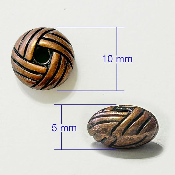 Heather's cf 40 Pieces Copper Tone Flowers Flat Beads Findings Jewelry Making 10mm*5mm