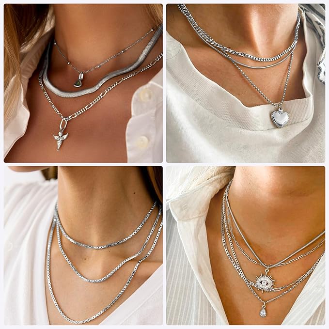 Ecoofor Necklace Chains for Jewelry Making, 82 Feet 10 Rolls Stainless Steel Jewelry Chains for Men Women DIY Necklace Bracelet Jewelry with Jump Rings/Lobster Clasps/Connectors