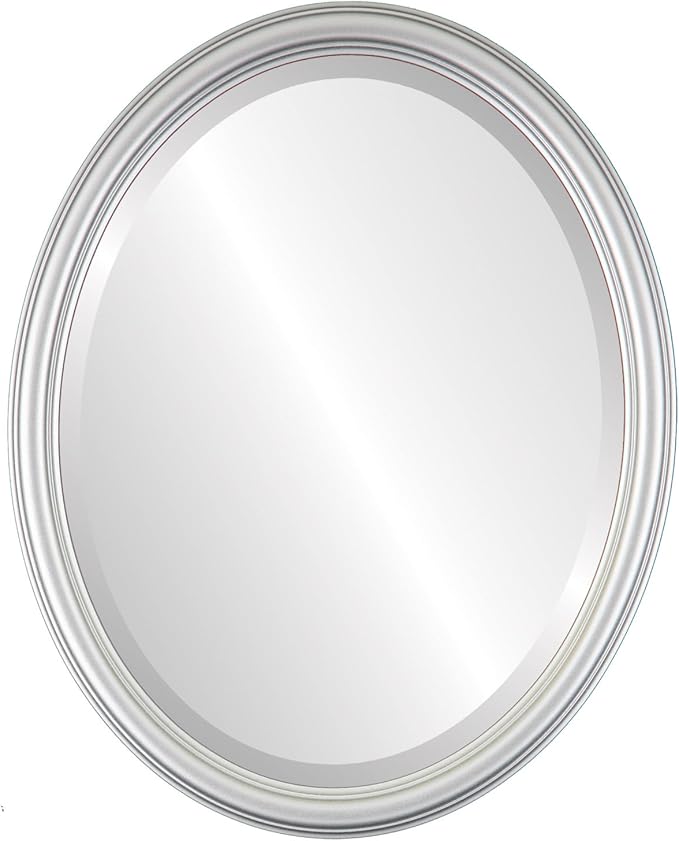 OVALCREST Oval Beveled Wall Mirror for Home Decor - Saratoga Style - Silver Spray - 20x26 Outside Dimensions