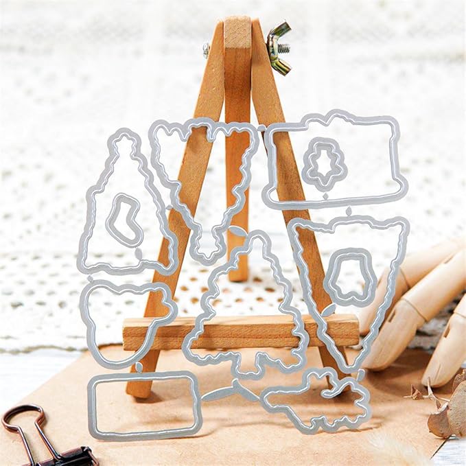 Christmas Tree Fireplace Stamps and Cutting Dies for Card Making DIY Transparent Silicone Clear Stamp and Metal Die Cuts Sets for Scrapbooking Paper Greeting Cards Decor Seals Craft Supplies