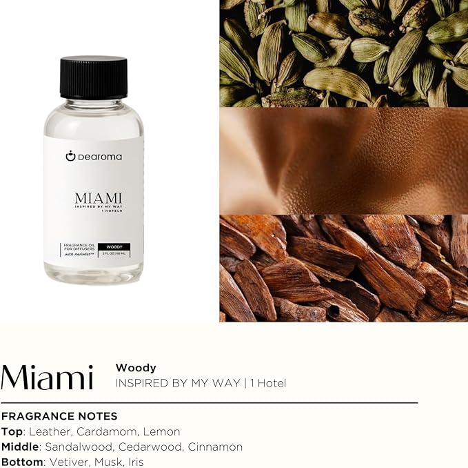 Miami Scent Oil for Diffusers, Inspired by My Way | 1 Hotel, 2 Fl Oz (60ml), Luxury Aroma for Hotel, Home, Office, Spa, Aromatherapy, Made USA, Long Lasting, Kids & Pets Friendly