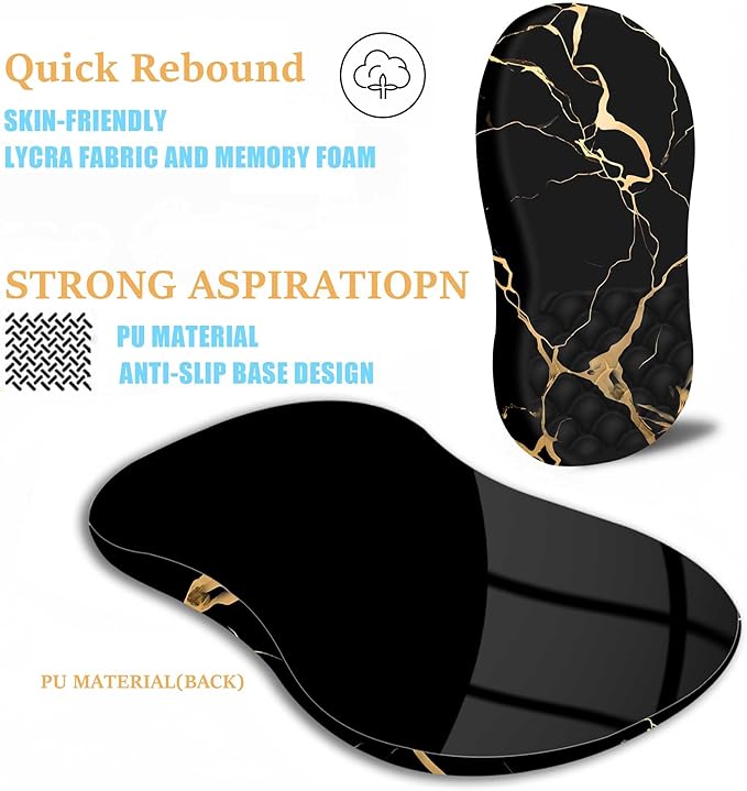Ergonomic Mouse Pad Wrist Support,Black Barble Wrist Rest Mousepad for Carpal Tunnel Pain Relief,Integrated Memory Foam Slope Massage Bulge Design