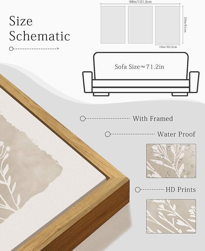 KUVIOKE Boho Botanical Flower Framed Wall Art Farmhouse Vintage Floral Wall Painting Rustic Wildflower Neutral Prints Artwork Home Decor 16x24in (Natural Framed)
