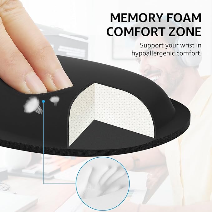 KTRIO Ergonomic Keyboard Wrist Rest, Memory Foam Wrist Rest for Computer Keyboard, Non-Slip Rubber Base for Easy Typing & Pain Relief