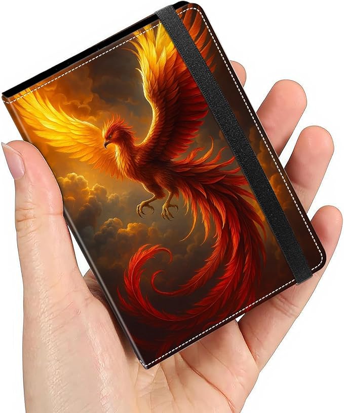 Mini Photo Album 2x3,60 Photos Capacity,PU Leather Cover with Elastic Band,High Definition Waterproof PP Pages for Family Wedding Anniversary Baby Record,Phoenix Flame Bird