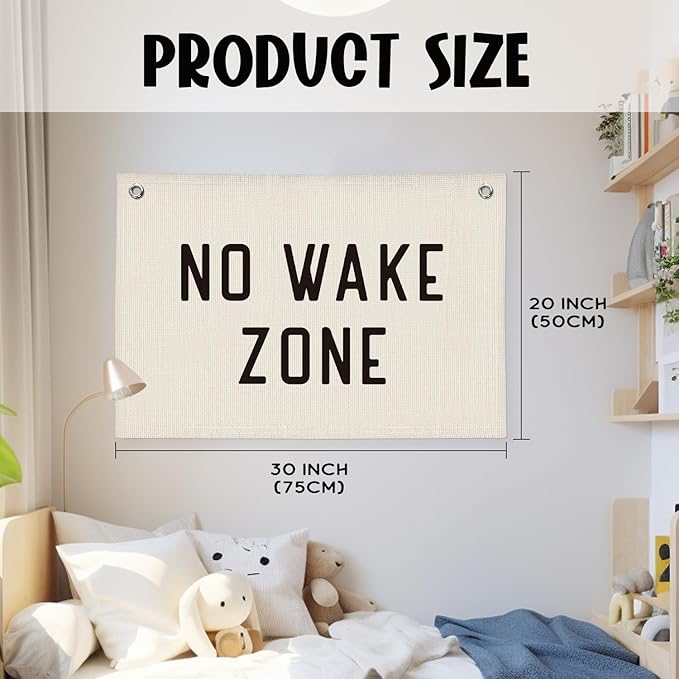 No Wake Zone Surf Nursery Playroom Decor, Coastal Beach Linen Banner Wall Hanging Banner Flag, Boys Room Decor, Surf Decor 20x30 Inch