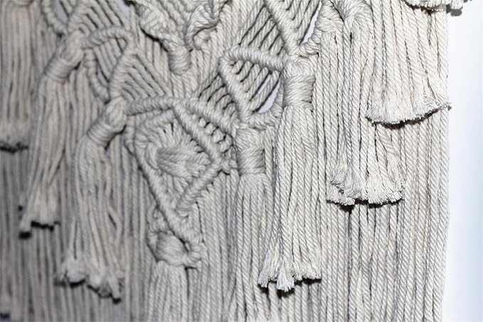 BMIDRUT Macrame Woven Wall Hanging Tapestry Boho Wall Art Handmade Macrame Tapestry for Wedding Bedroom Living Room Background Wall 17x30 Inch