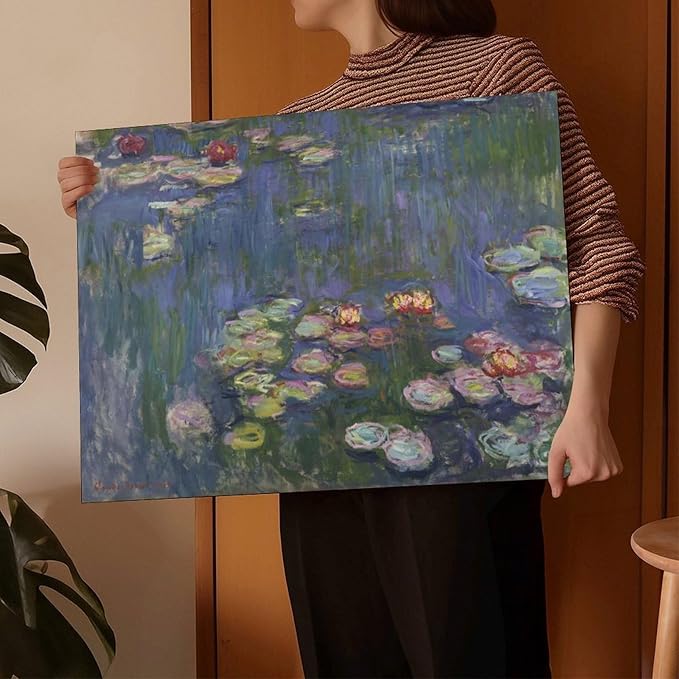 CFIOZYOS 40+ Monet Famous Print Posters Water Lilies2 by Claude Monet Impressionism Canvas Poster Wall Art Print Bedroom Decor Office Room Kitchen Decor Gift Frame 12×18inch(30×45cm)