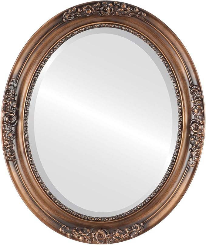 OVALCREST Oval Beveled Wall Mirror for Home Decor - Versailles Style - Sunset Gold - 16x20 Outside Dimensions